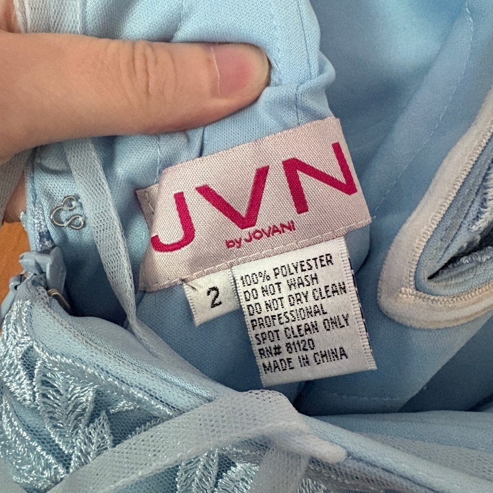 Jovani Light Blue Embroidered Strapless Lace Up Homecoming Dress Size 2 - Picture 3 of 9